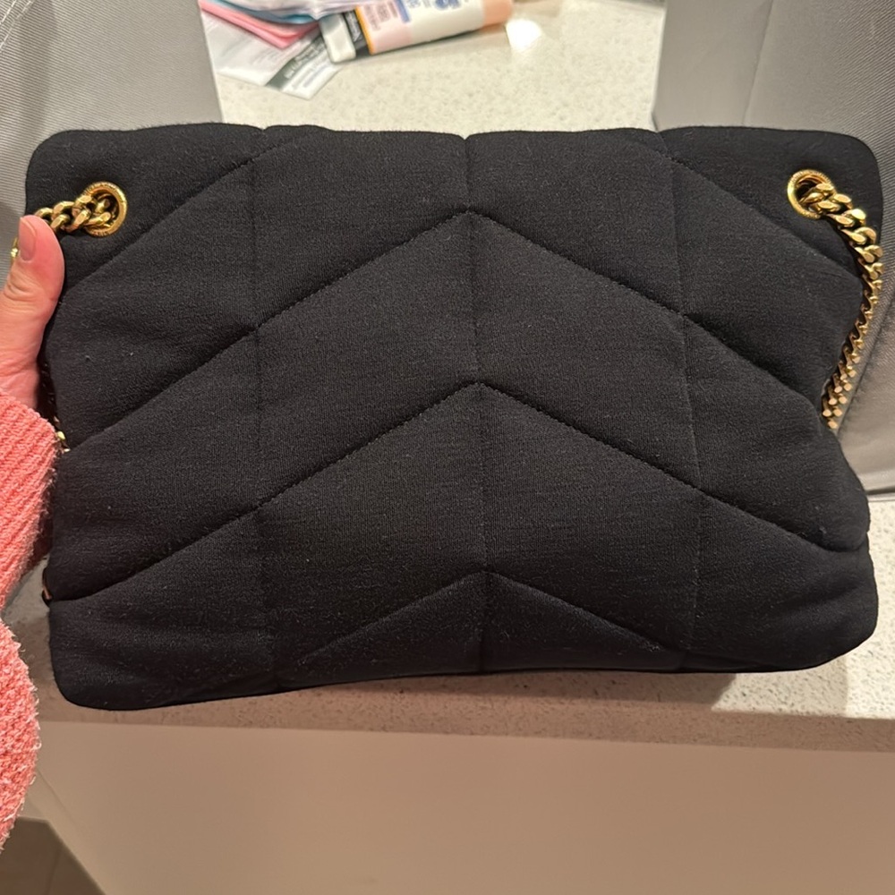 YSL Quilted Wool Jersey LouLou Puffer Medium Black - Picture 2 of 9